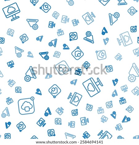 Set line Cloud technology data transfer,  and Filter setting on seamless pattern. Vector