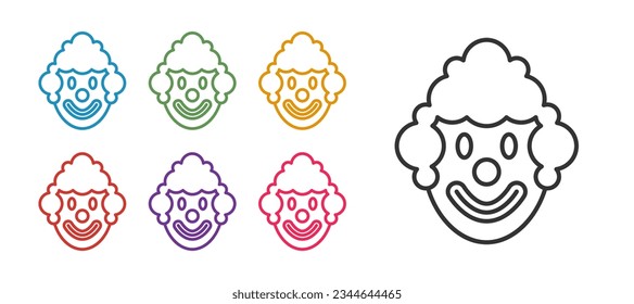 Set line Clown head icon isolated on white background. Set icons colorful. Vector