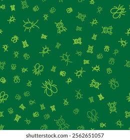 Set line Cockroach, Insect fly and Beetle deer on seamless pattern. Vector