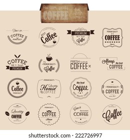 Set of line coffee badges and labels for bar and restaurant menu.