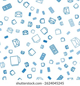 Set line Coffee cup, Digital alarm clock and Envelope on seamless pattern. Vector