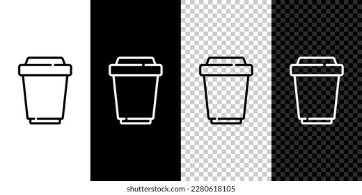 Set line Coffee cup to go icon isolated on black and white background.  Vector