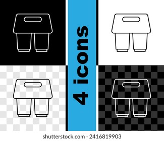 Set line Coffee cup to go icon isolated on black and white, transparent background.  Vector
