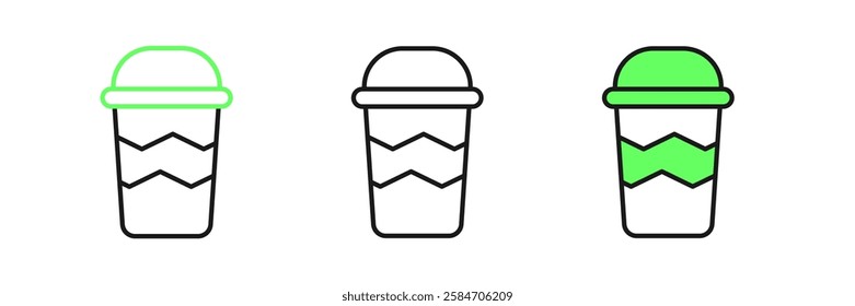 Set line Coffee cup to go icon isolated on white background.  Vector