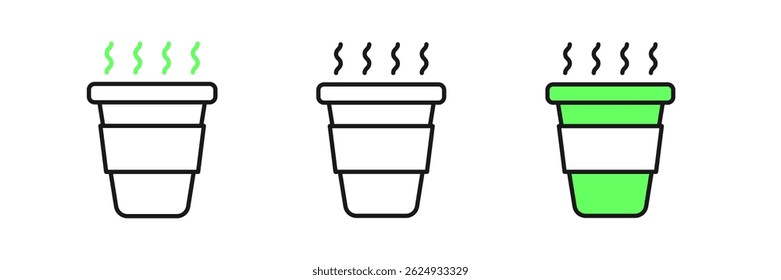 Set line Coffee cup to go icon isolated on white background.  Vector