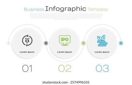 Set line Coin money with Yen, IPO and Dollar plant. Business infographic template. Vector