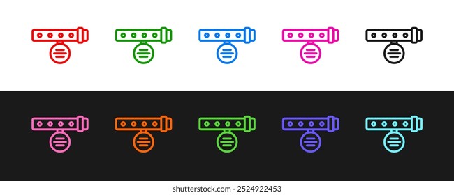 Set line Collar with name tag icon isolated on black and white background. Simple supplies for domestic animal. Cat and dog care. Pet chains.  Vector