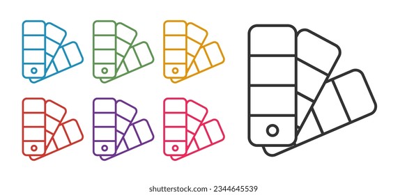 Set line Color palette guide icon isolated on white background. Set icons colorful. Vector