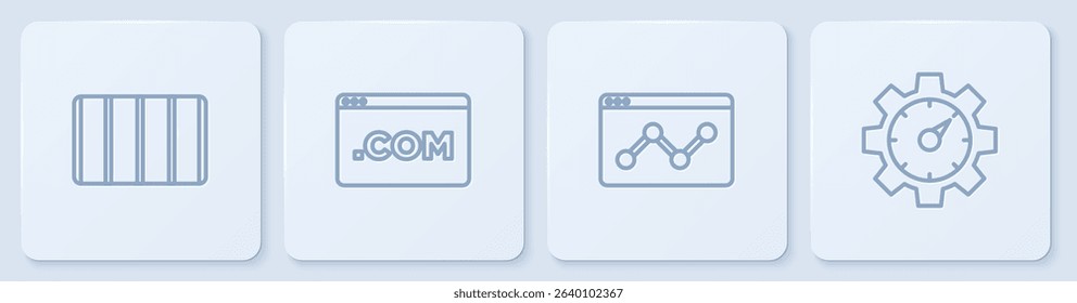 Set line Color palette guide, Website statistic, UI UX design and . White square button. Vector