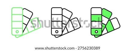 Set line Color palette guide icon isolated on white background.  Vector