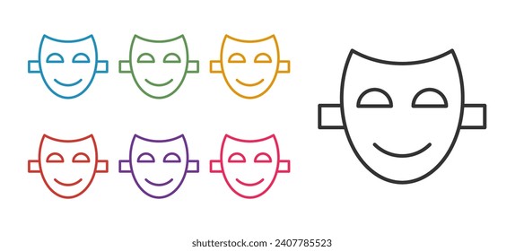 Set line Comedy theatrical mask icon isolated on white background. Set icons colorful. Vector