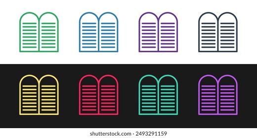 Set line The commandments icon isolated on black and white background. Gods law concept.  Vector