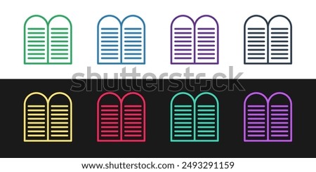 Set line The commandments icon isolated on black and white background. Gods law concept.  Vector