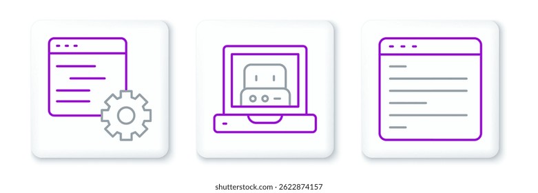 Set line Computer api interface,  and Creating robot icon. Vector