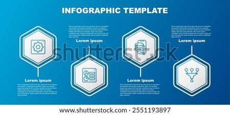 Set line Computer api interface, Cloud technology data transfer and Funnel or filter. Business infographic template. Vector