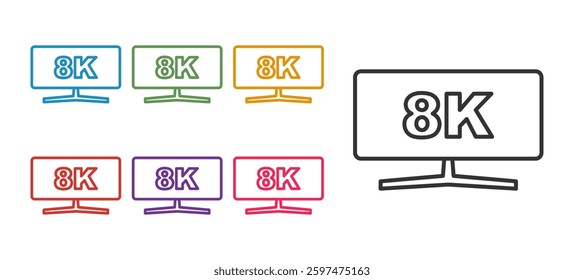 Set line Computer monitor icon isolated on white background. PC component sign. Set icons colorful. Vector