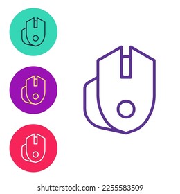 Set line Computer mouse gaming icon isolated on white background. Optical with wheel symbol. Set icons colorful. Vector