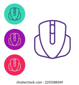 Set line Computer mouse gaming icon isolated on white background. Optical with wheel symbol. Set icons colorful. Vector