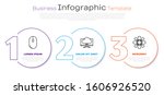 Set line Computer mouse, Computer monitor screen and Processor. Business infographic template. Vector
