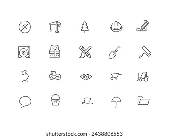 Conjunto de líneas Iconos de construcción interfaces web
