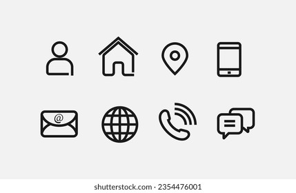 Set of line contact icons vector