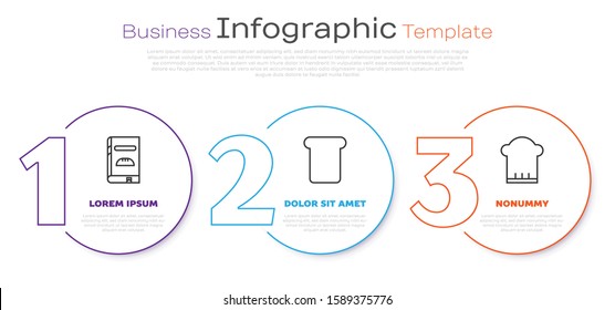 Set line Cookbook , Bread toast and Chef hat . Business infographic template. Vector