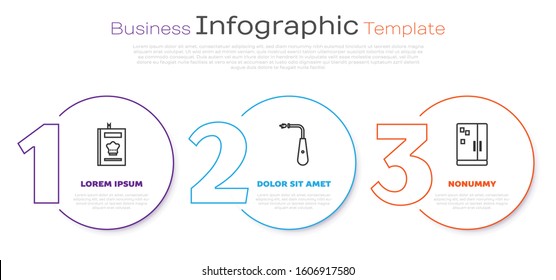 Set line Cookbook, Long electric lighter and Refrigerator. Business infographic template. Vector