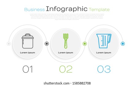 Set line Cooking pot , Fork  and Measuring cup. Business infographic template. Vector