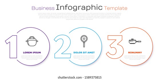 Set line Cooking pot , Frying pan  and Frying pan . Business infographic template. Vector