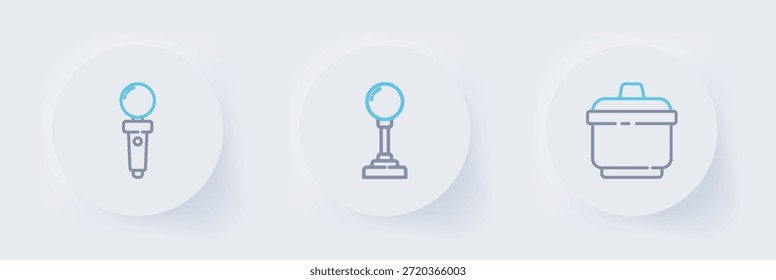 Set line Cooking pot, Joystick for arcade machine and  icon. Vector