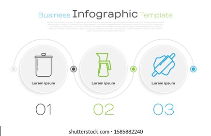 Set line Cooking pot , Measuring cup and Rolling pin . Business infographic template. Vector