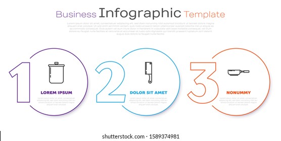 Set line Cooking pot , Meat chopper  and Frying pan . Business infographic template. Vector