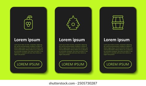 Set line Cosmetic tube with honey, Hive for bees and Wooden barrel. Business infographic template. Vector