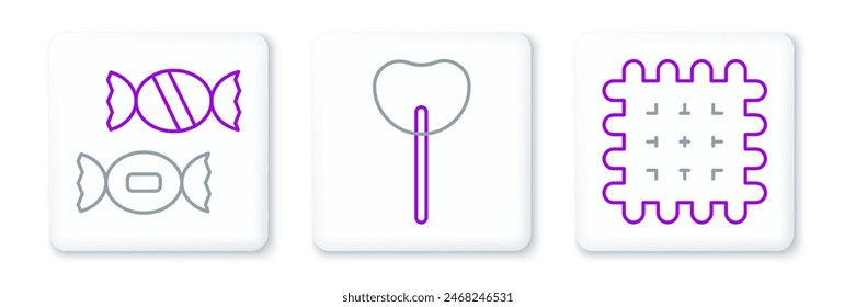 Set line Cracker biscuit, Candy and Lollipop icon. Vector