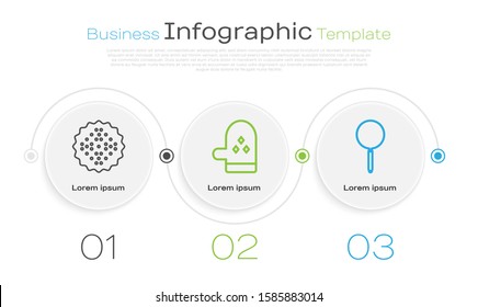 Set line Cracker biscuit , Oven glove  and Frying pan . Business infographic template. Vector