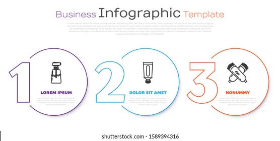 Set line Cream or lotion cosmetic tube, Cream or lotion cosmetic tube and Crossed electrical hair clipper or shaver. Business infographic template. Vector