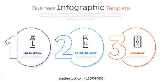 Set line Cream or lotion cosmetic tube, Shaving gel foam and Blade razor. Business infographic template. Vector