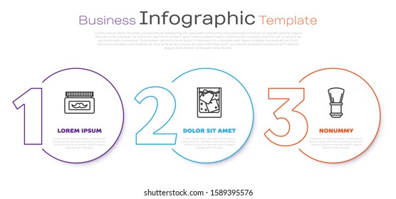 Set line Cream or lotion cosmetic jar, Glass of whiskey and ice cubes and Shaving brush. Business infographic template. Vector