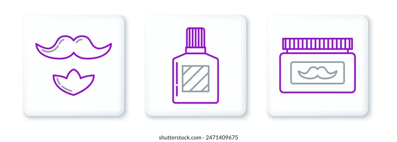 Set line Cream or lotion cosmetic jar, Mustache and beard and Aftershave icon. Vector