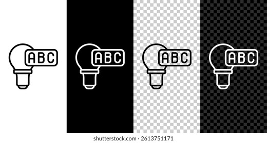 Set line Creative lamp light idea icon isolated on black and white, transparent background. Concept ideas inspiration, invention, effective thinking, knowledge and education.  Vector