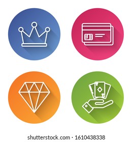 Set Line Crown Credit Card Diamond Stock Vector (Royalty Free) 1610438338 |  Shutterstock