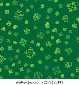 Set line Cryptocurrency coin Bitcoin, Blockchain technology and with circuit on seamless pattern. Vector
