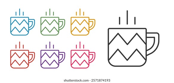 Set line Cup of tea icon isolated on white background. Set icons colorful. Vector