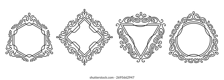 Conjunto de quadros de ondulação de linha. Fundos lineares decorativos modernos.