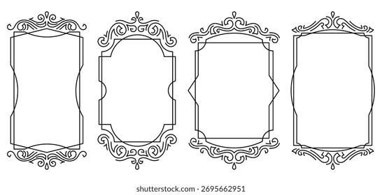 Conjunto de quadros de ondulação de linha. Fundos lineares decorativos modernos.