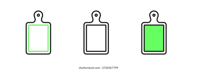 Linie festlegen Schneidebrett-Symbol einzeln auf weißem Hintergrund. Häckselbrett-Symbol.  Vektorgrafik