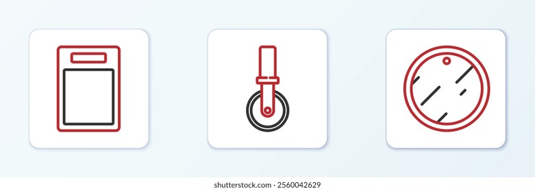 Set line Cutting board,  and Pizza knife icon. Vector