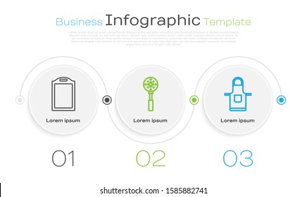 Set line Cutting board , Spatula  and Kitchen apron . Business infographic template. Vector