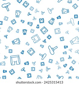 Set line Cycling shorts, Bicycle seat and Gloves on seamless pattern. Vector