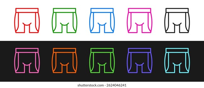Set line Cycling shorts icon isolated on black and white background.  Vector